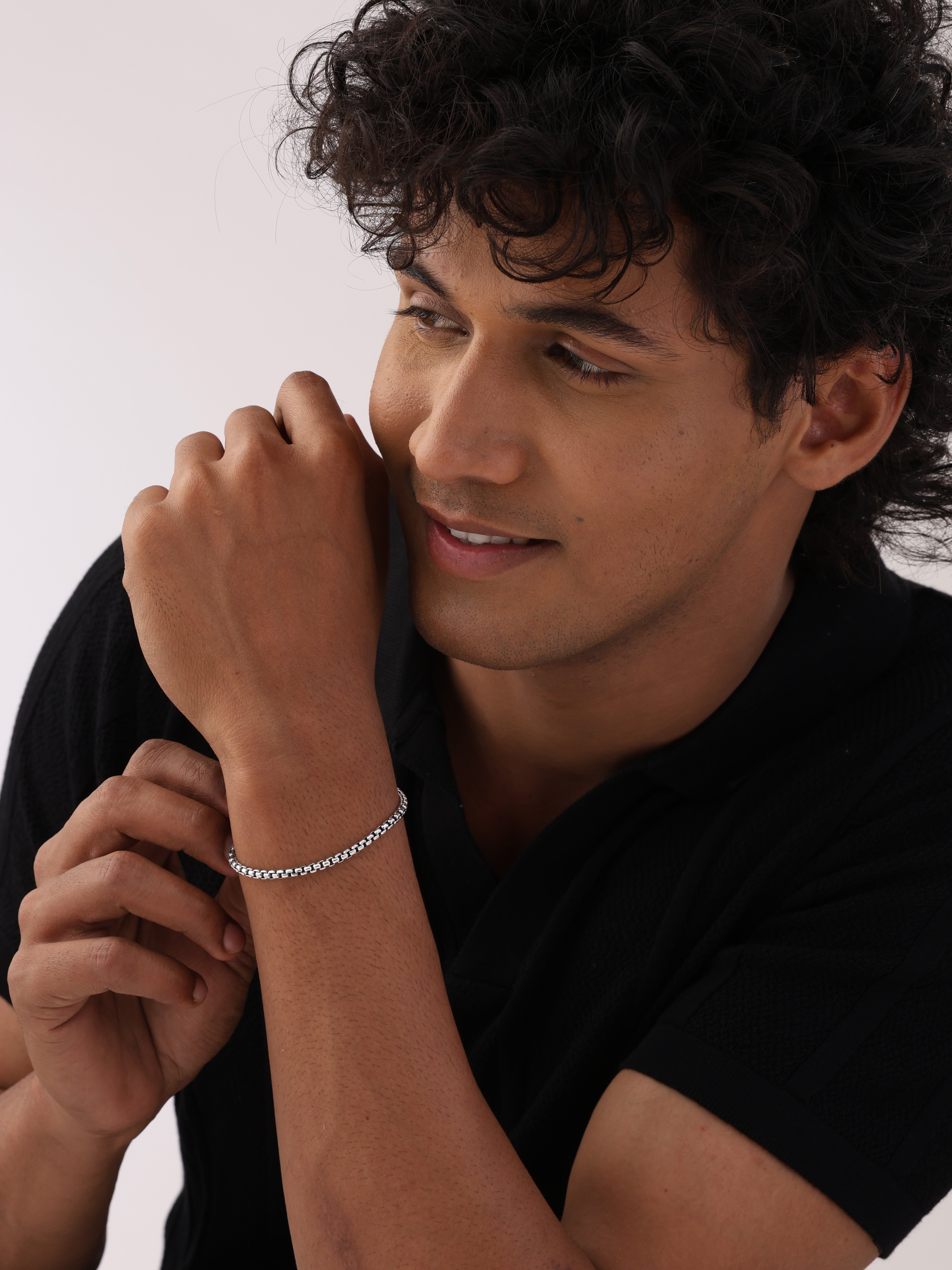 Oxidized Box Chain Bracelet for Men