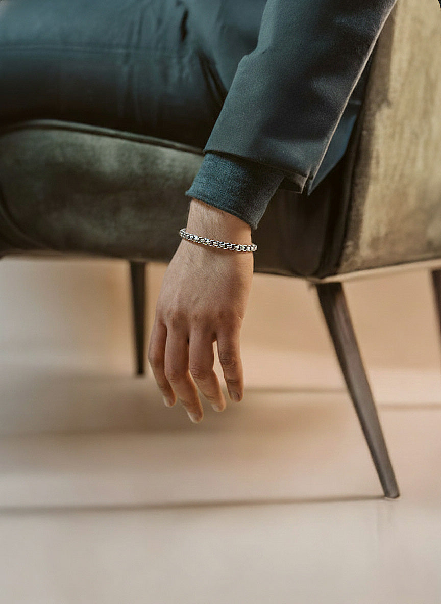 Oxidized Box Chain Bracelet for Men