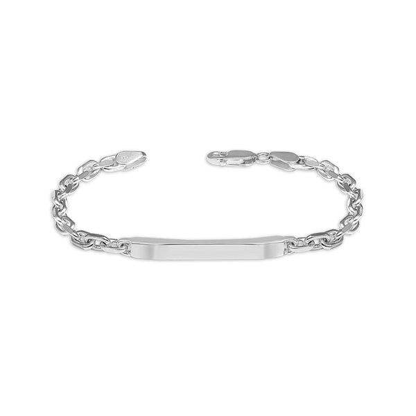 925 Sterling Silver Cable Chain Bar ID Bracelet for Men and Boy's