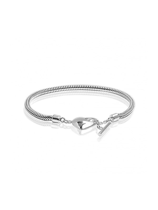 Heart Charm Snake Chain Bracelet