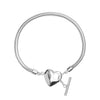 925 Strerling Silver Elegent Love Heart Charm Adjustable Italian Snake Chain Wristband Bracelet for Women Teen