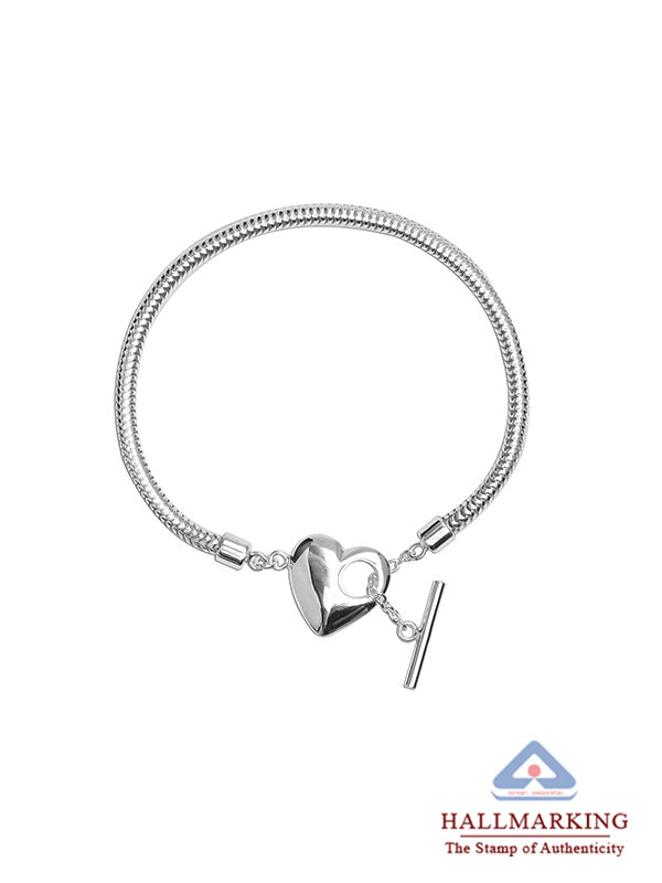 Heart Charm Snake Chain Bracelet