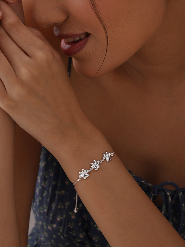 Silver Paw Promise Bolo Bracelet
