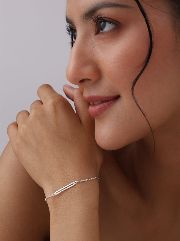 Silver Lunea Open Bar Bracelet