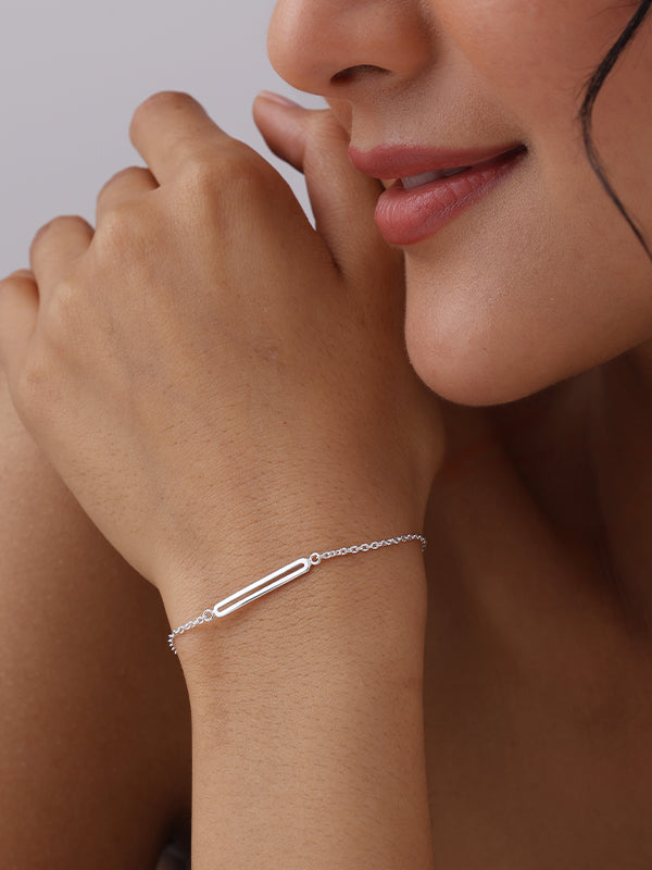 Silver Lunea Open Bar Bracelet