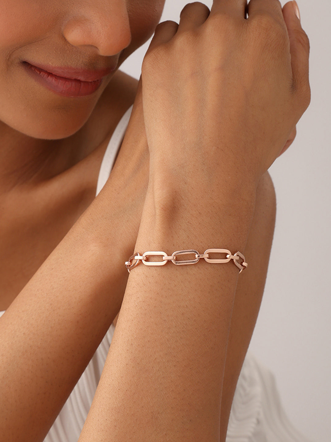 14K Rose Gold-Plated Luna Link Chain Adjustable Bracelet