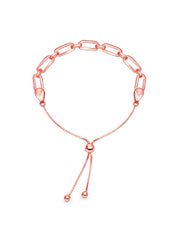 925 Sterling Silver Jewellery | 14K Rose Gold-Plated Luna Link Chain Adjustable Bracelet | acpl-ecom.myshopify.com