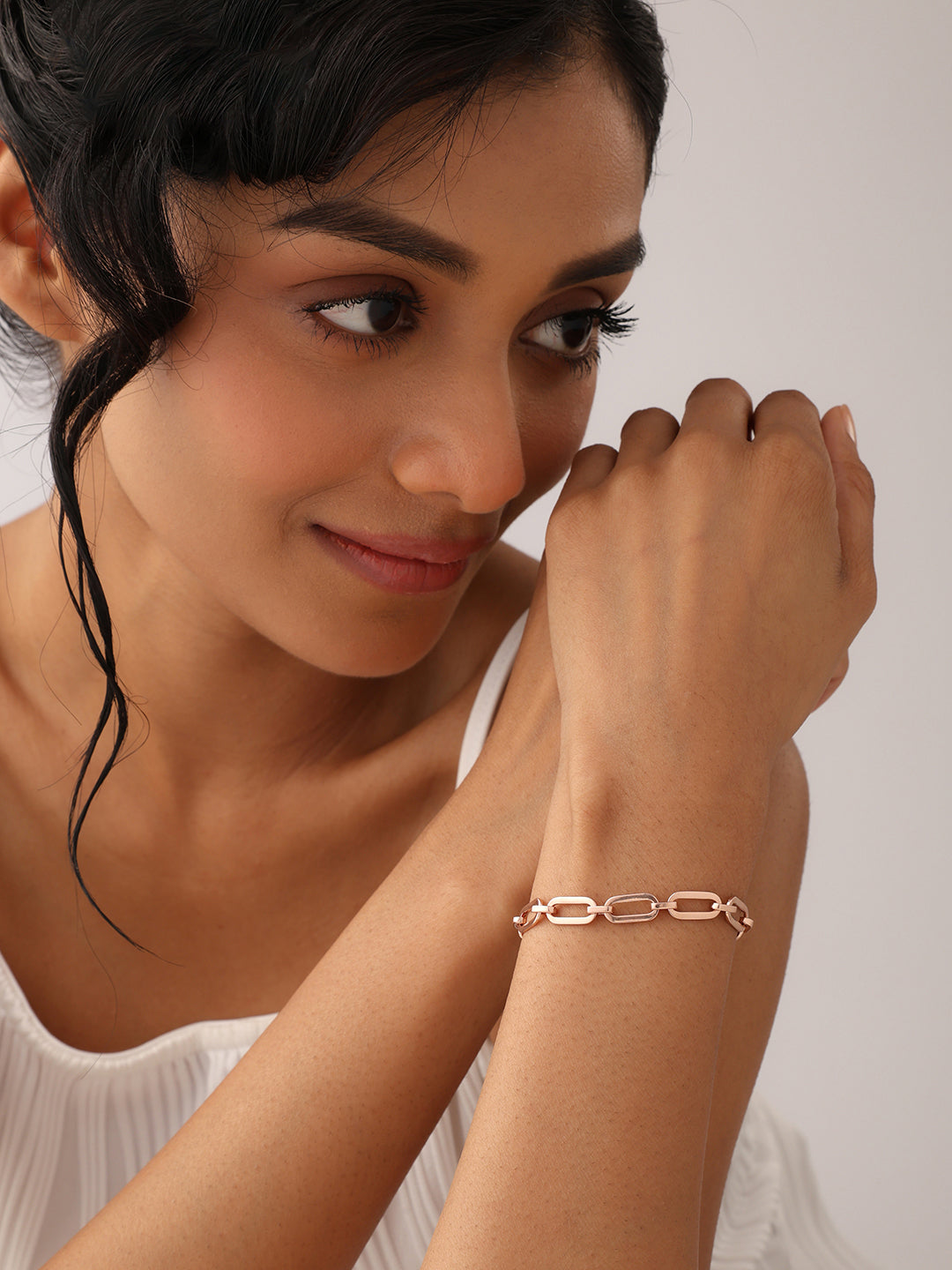 14K Rose Gold-Plated Luna Link Chain Adjustable Bracelet