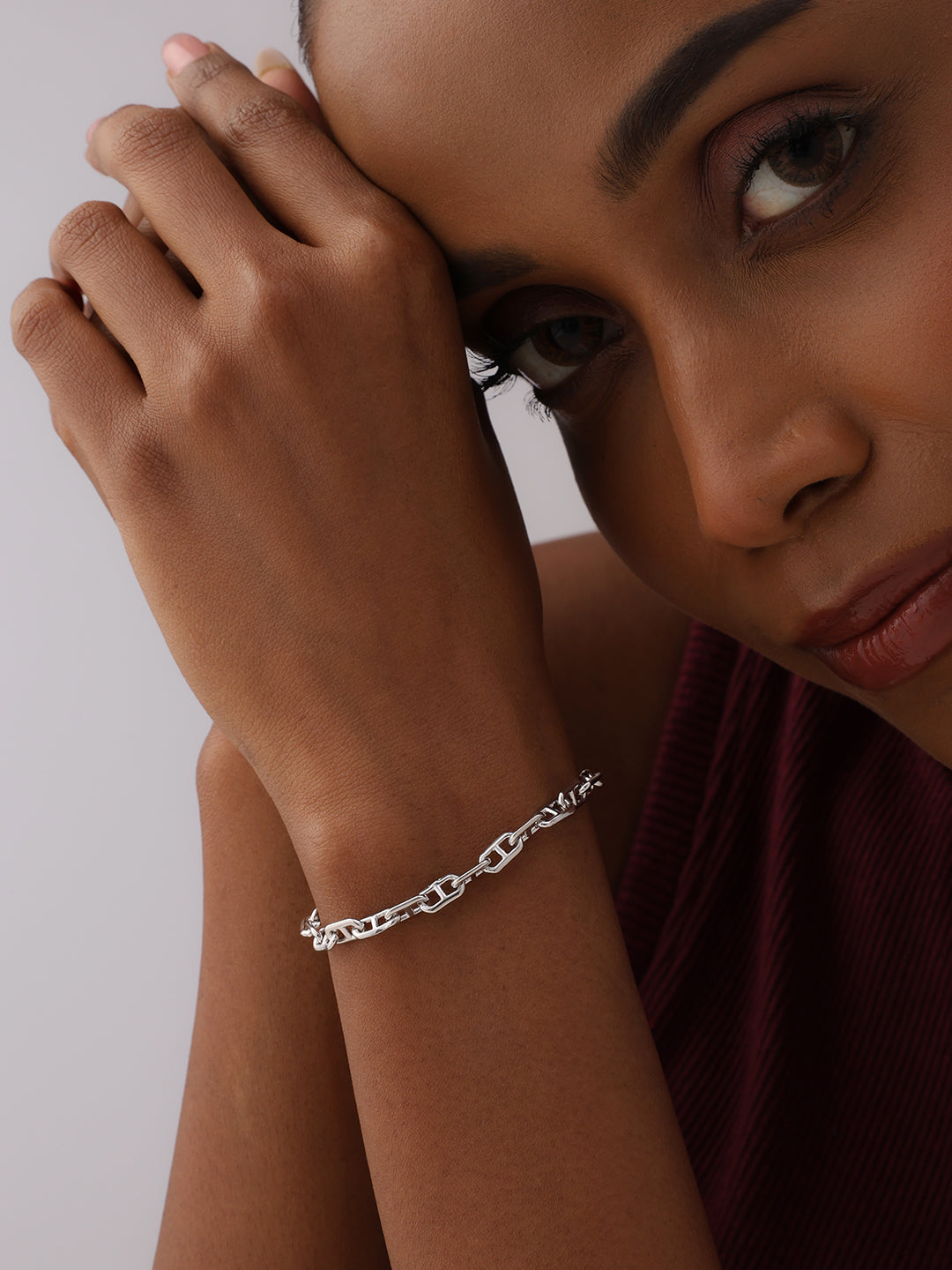 Rhodium Chain Bracelet For Women