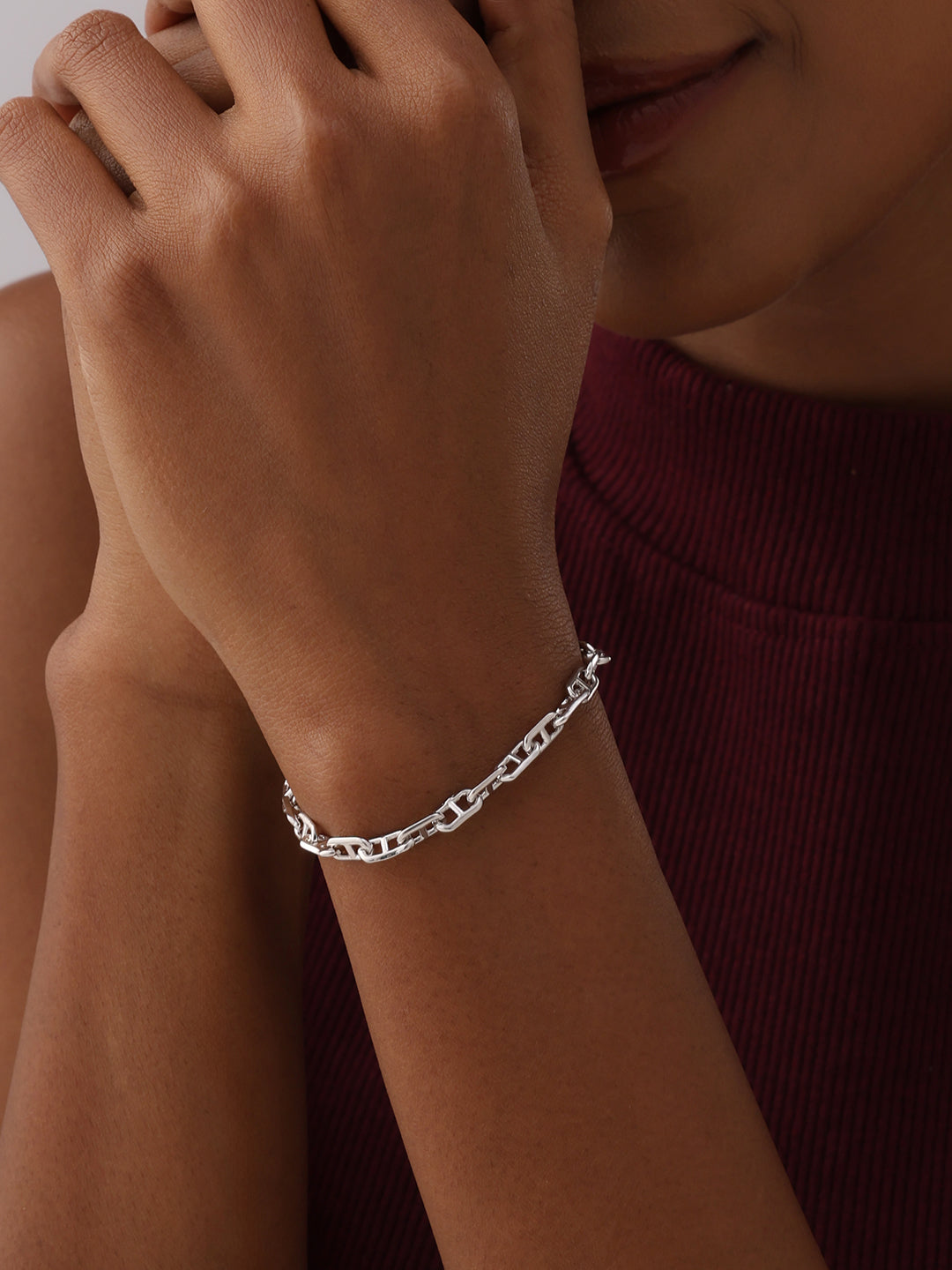 Rhodium Chain Bracelet For Women