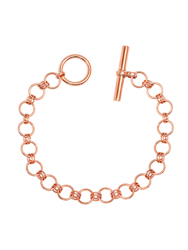 14K Rose Gold-Plated T-Clasp Elegant Bracelet
