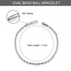 925 Sterling Silver 0.3CM Italian Oval Bead Ball Strand Link Chain Bracelet for Women