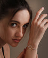 925 Sterling Silver 14K Yellow Gold-Plated Interlocking Adjustable Two-Tone Silver Bracelets for Women