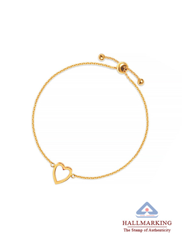 Gold-Plated Love Open Heart Charm Chain Sliding Bolo Bracelet