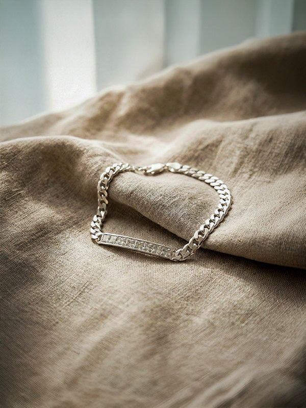 Zirconia Bar Cuban Chain Bracelet for Men