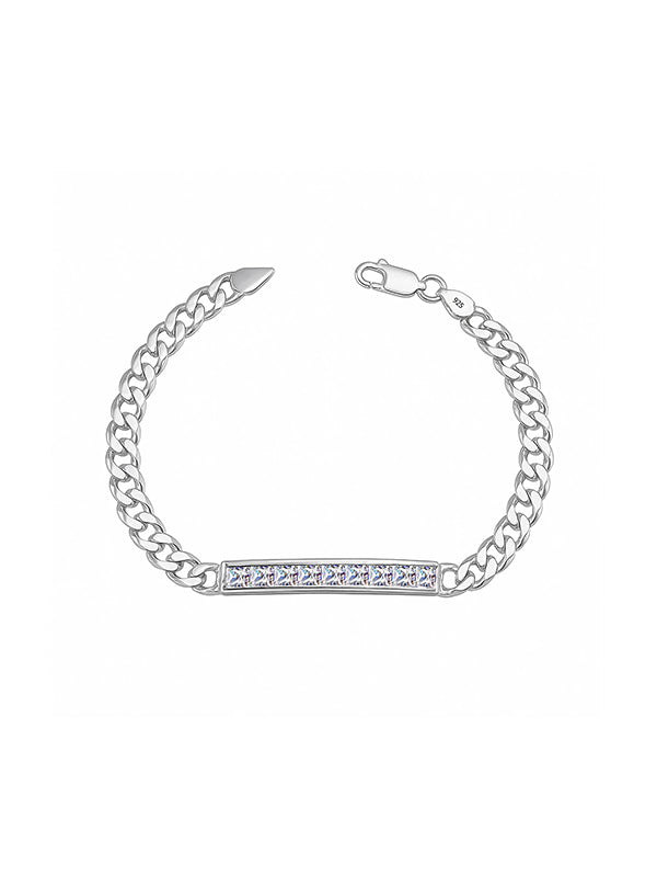 Zirconia Bar Cuban Chain Bracelet for Men
