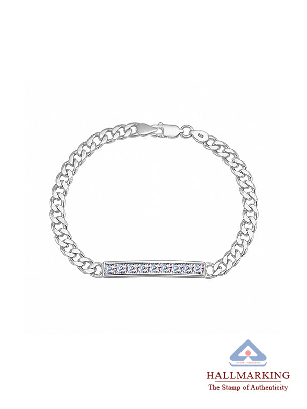Zirconia Bar Cuban Chain Bracelet for Men