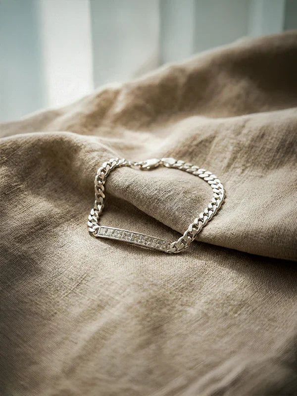 Zirconia Bar Cuban Chain Bracelet for Men
