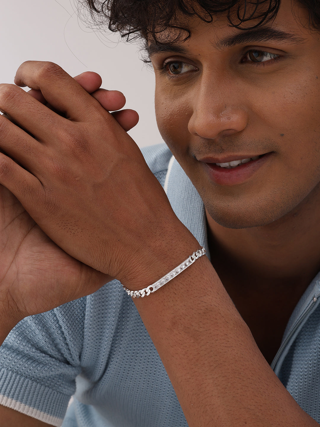 Zirconia Bar Cuban Chain Bracelet for Men