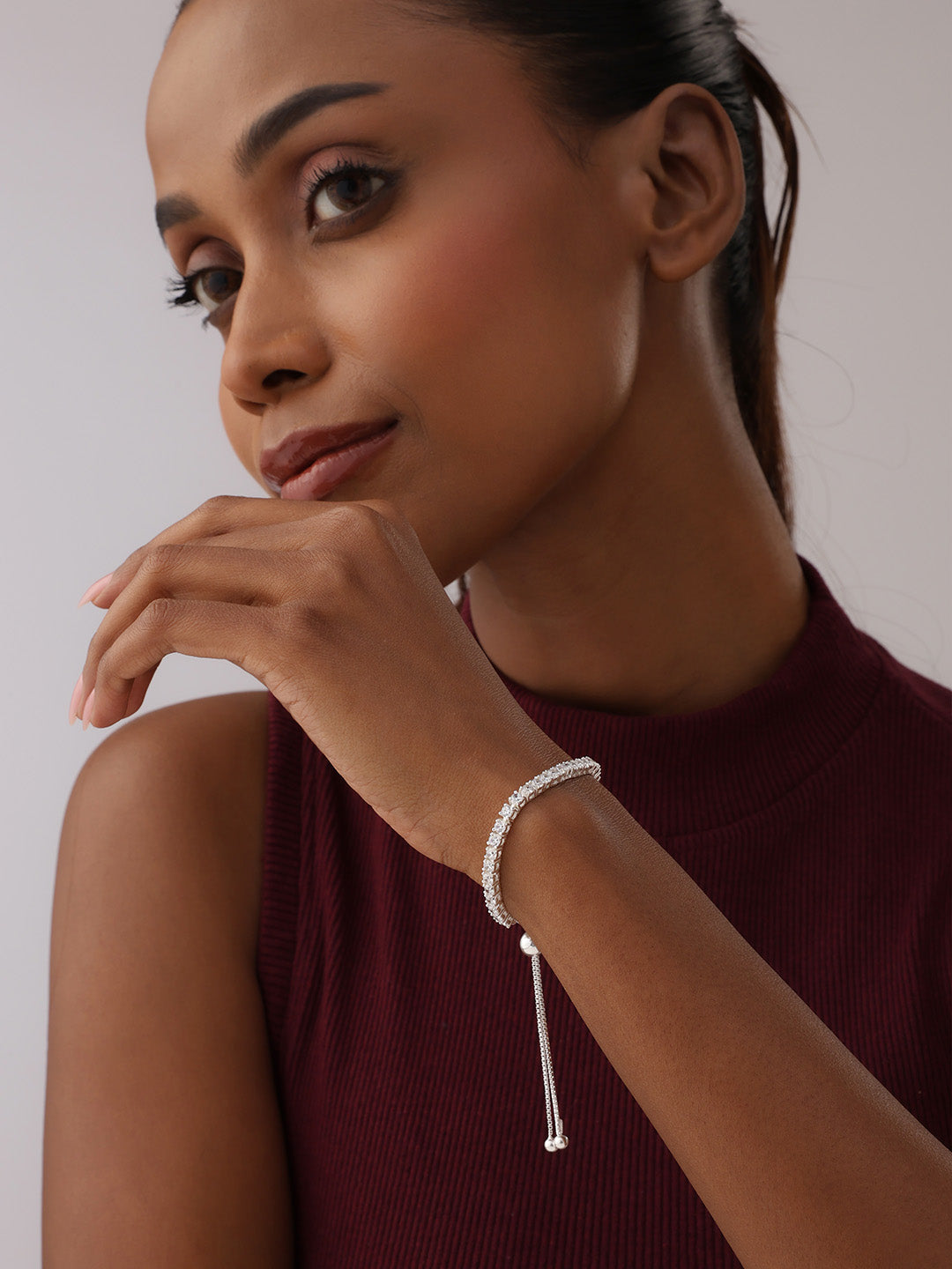 Rhodium Slider Bracelet