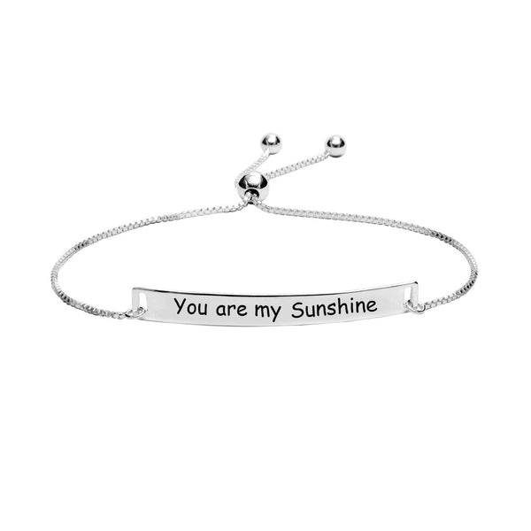 925 Sterling Silver Jewellery You are my Sunshine Sliding Bolo Bracelet for Teen Women