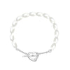 925 Sterling Silver Open Heart Pearl Bracelet for Teen and Women