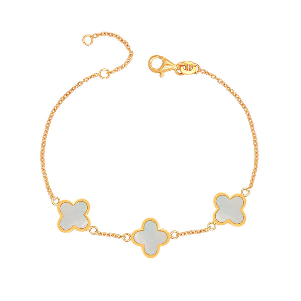 925 Sterling Silver 18K Gold-Plated Multi Clover Bracelet for Women Teen
