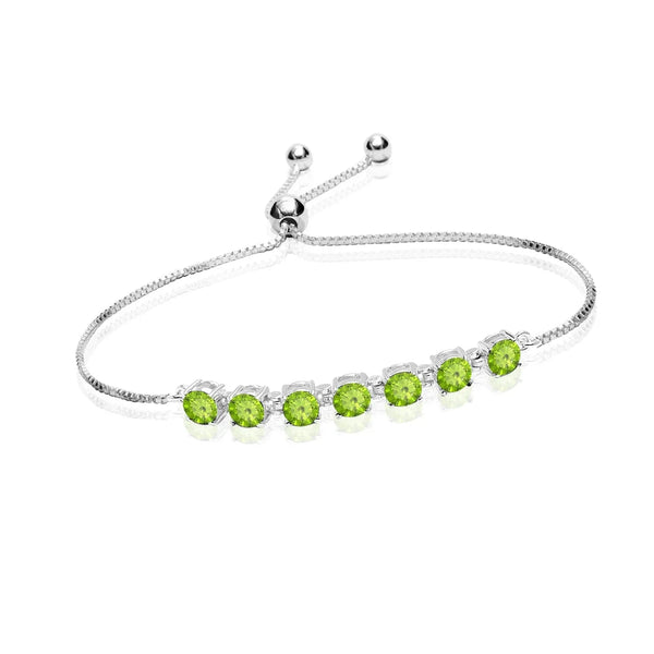 Birthstone Tennis Bracelet Sterling Silver For Women - 4mm, Adjustable Bolo, Birthday Gift For Her Women's Tennis Bracelet With Birthstones
