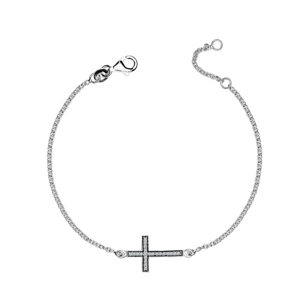Silver cross bracelet womens on sale