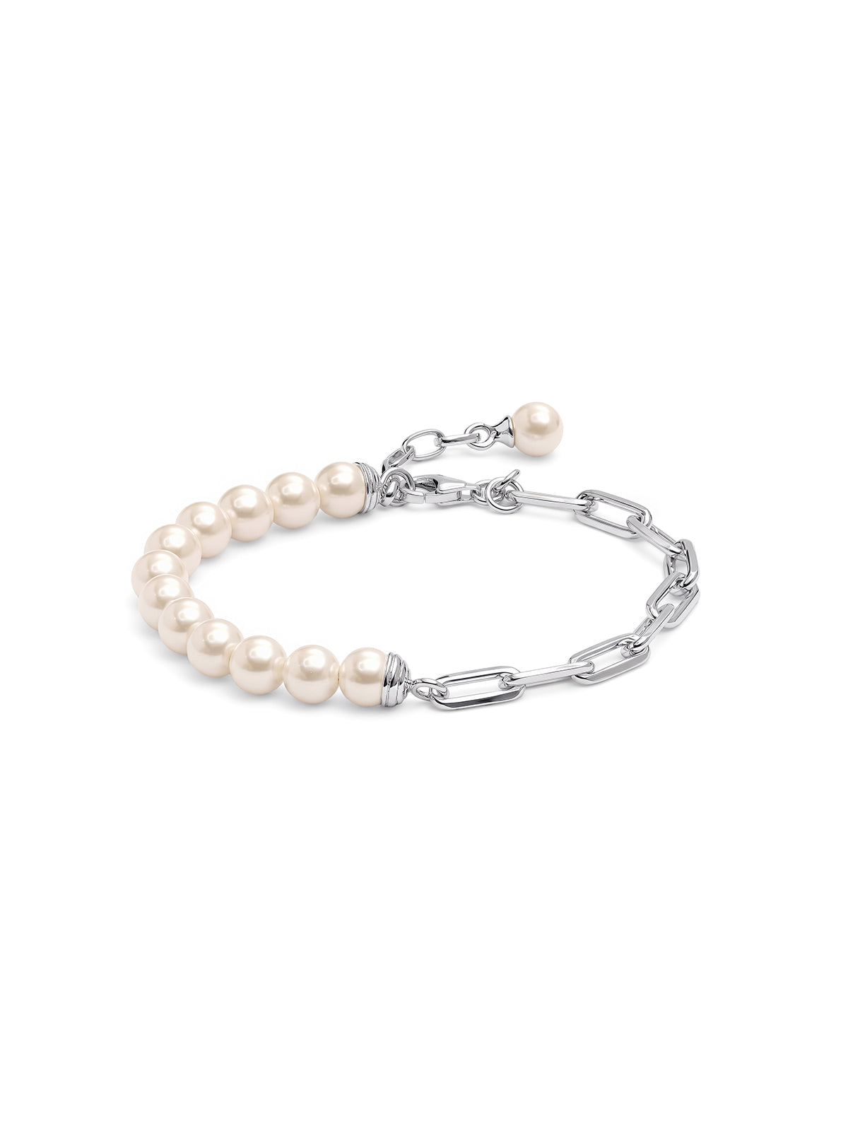 Pearl Paperclip Link Chain Bracelet