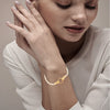 925 Sterling Silver 14K Gold Plated Good Hands Pearl Bracelet for Women