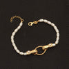 925 Sterling Silver 14K Gold Plated Good Hands Pearl Bracelet for Women