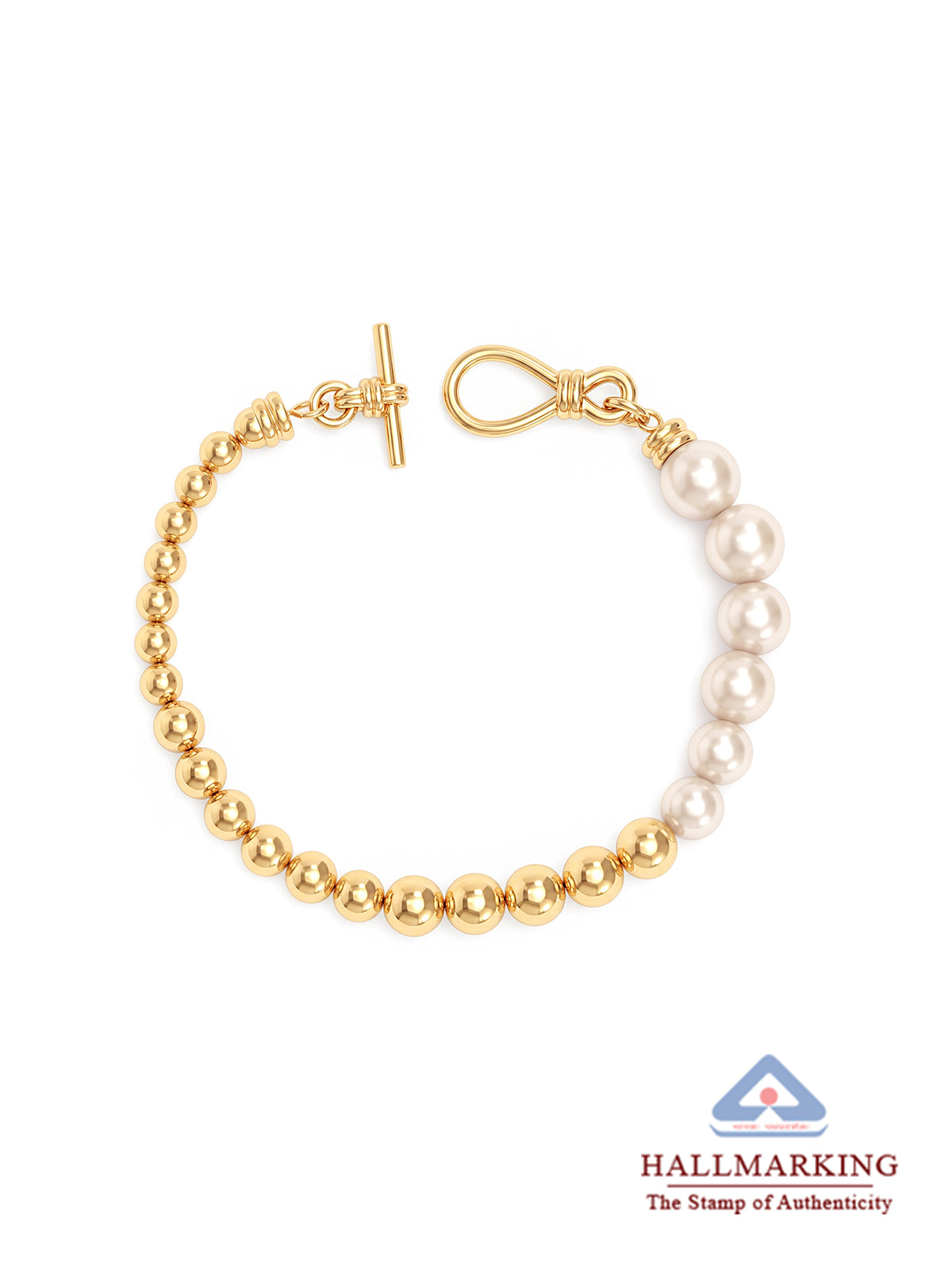 Gold & Pearl Bead Hook Bracelet