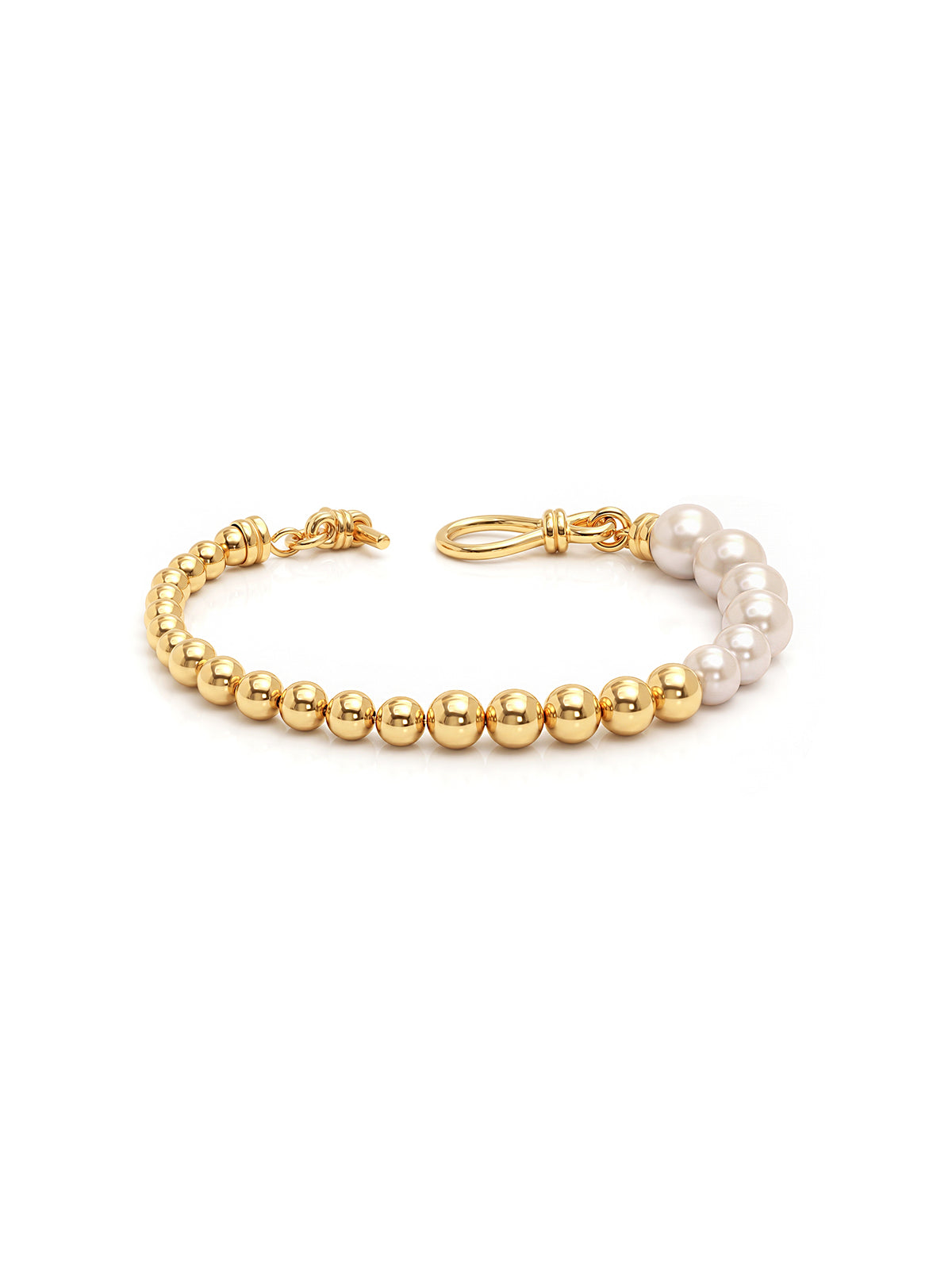 Gold & Pearl Bead Hook Bracelet