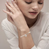 925 Sterling Silver Heart Charm Pearl Bracelet for Women
