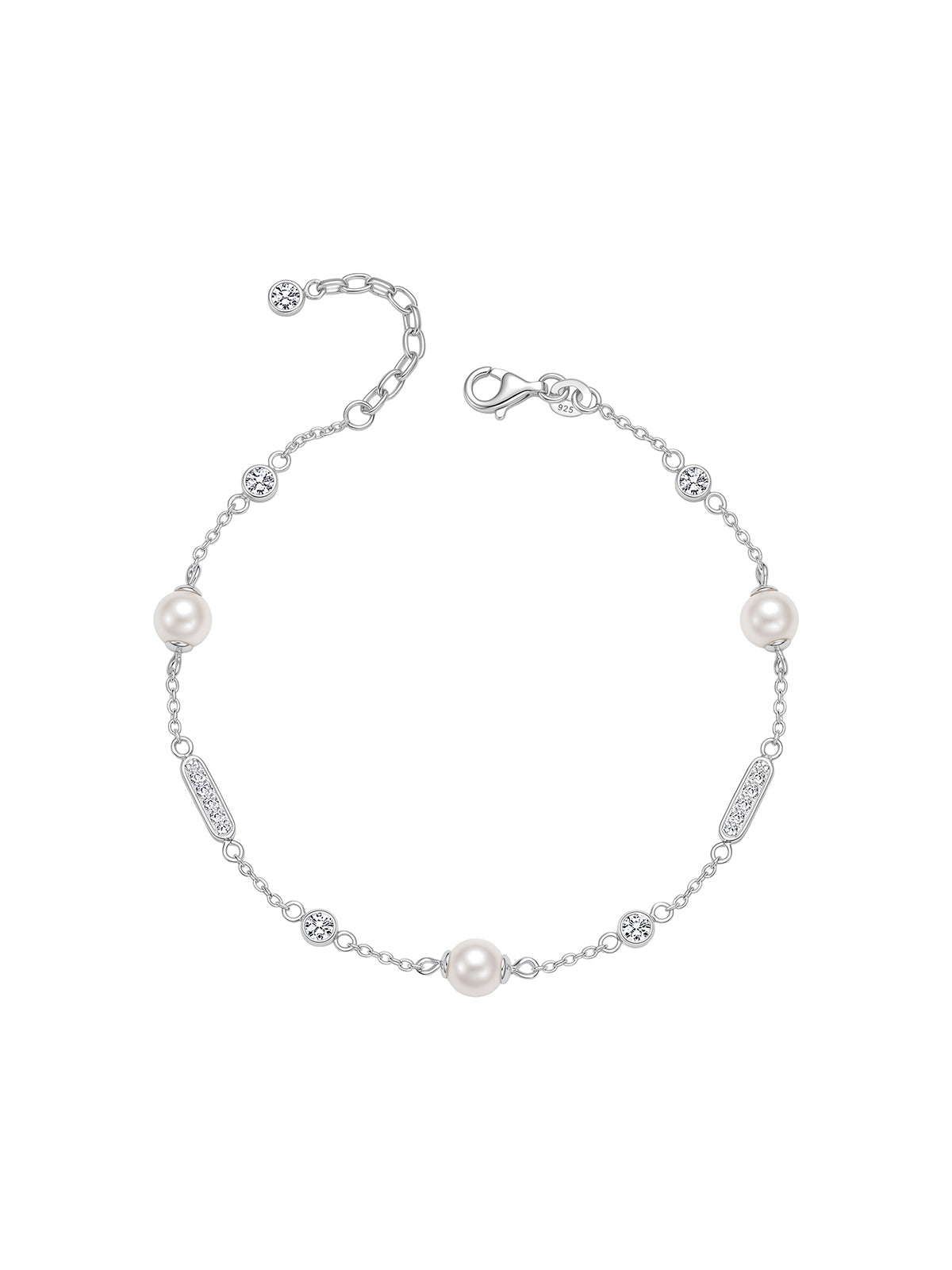 Pearl Silver Station Bracelet
