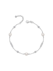 Pearl Silver Station Bracelet