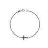 925 Sterling Silver Cubic Zirconia Antique Sideways Cross Pave Round Venetian Box Chain Bracelet for Men and Boys