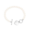 925 Sterling Silver Heart Charm Disc Pearl Bracelet for Women and Girls