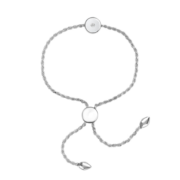 925 Sterling Silver CZ Adjustable Bracelets Linear Solo Friendship Sliding Bolo Bracelet for Women