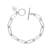 925 Sterling Silver Handmade T-Bar Pearl Charm  Paperclip Open Links Bracelet for Women Teen