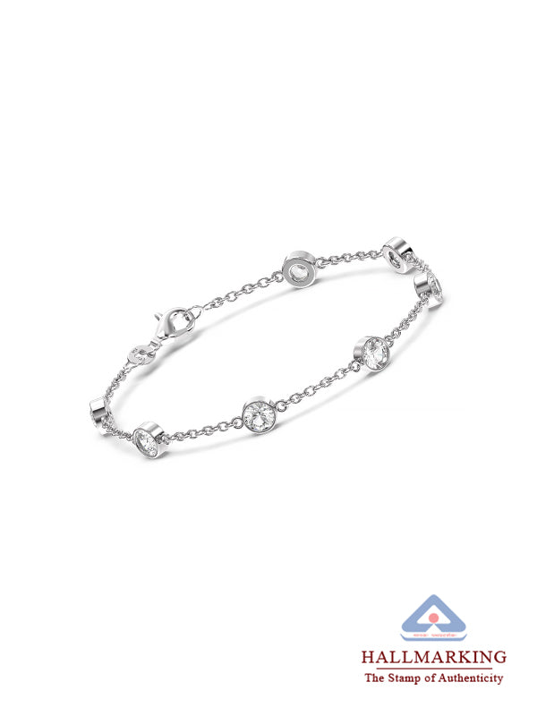 CZ Bezel Station Cable Bracelet