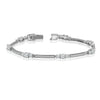 925 Sterling Silver Rhodium Plated Cubic Zirconia Station Classic Tennis Bracelet for Women