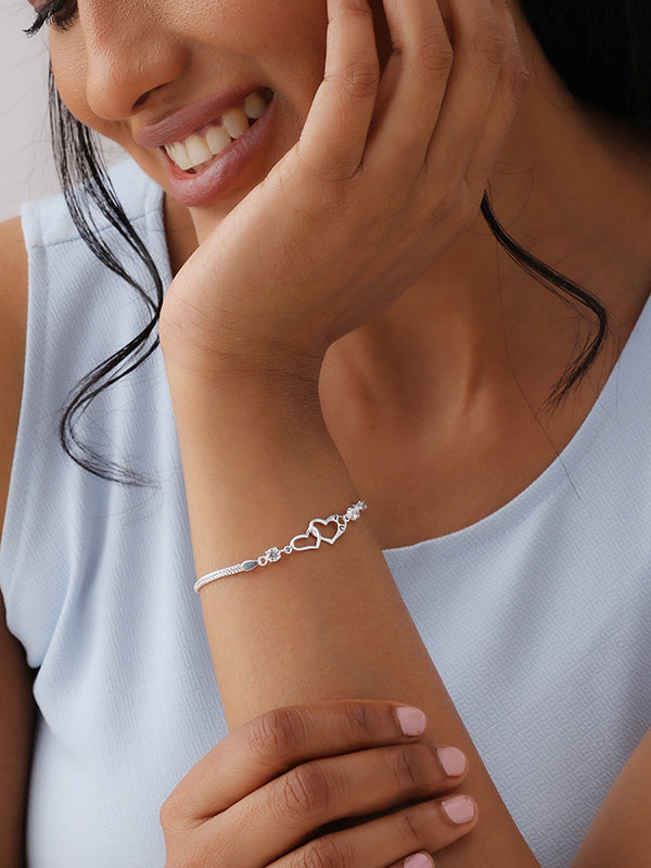 Cordis Double Heart CZ Women's Box Bracelet