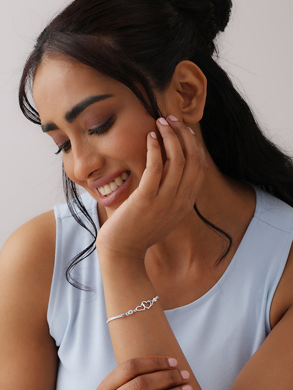 Double Heart Zirconia Box Bracelet