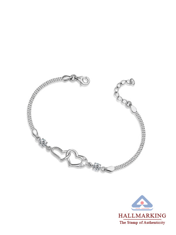 Double Heart Zirconia Box Bracelet