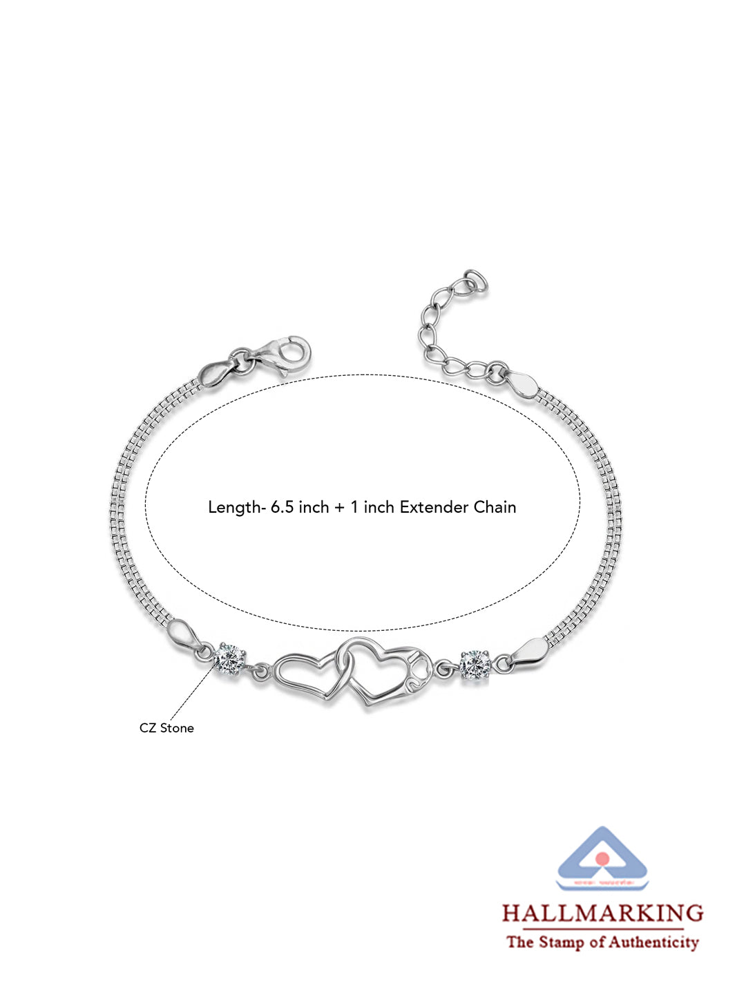 Cordis Double Heart CZ Women's Box Bracelet