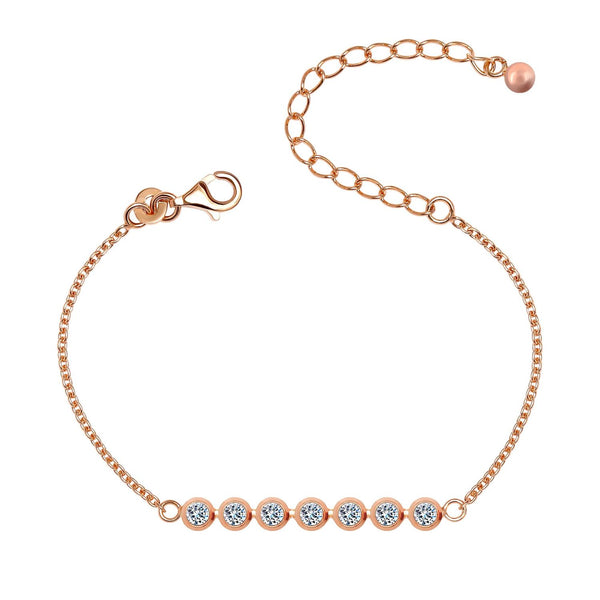 925 Sterling Silver 14K Rose Gold Plated CZ Adjustable Bubble Bracelet for Women