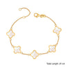 925 Sterling Silver 14K Gold Plated Mother of Pearl Clover Flower Station Chain Bracelet for Women Teen