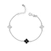 925 Sterling Silver Mother of Pearl Cubic Zirconia Adjustable Malachite Flower Bracelet for Women Teen